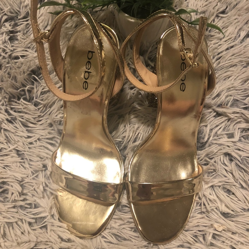 Gold Bebe chunky heels